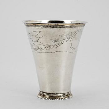 BÄGARE, silver, Abraham Wirgman, Göteborg 1715. Vikt ca 80 gram.