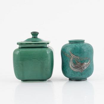 Wilhelm Kåge, vase and vase with lid, Gustavsberg.