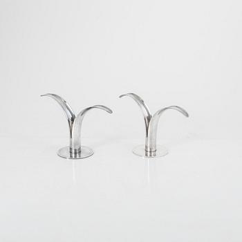 Ivar Ålenius-Björk, candlesticks a pair, silver plate, "Liljan", Ystad metal, mid-20th century.