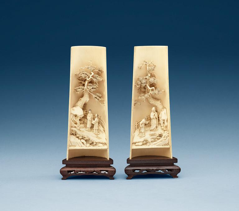 Two Chinese ivory wrist rests, early 20th Century.