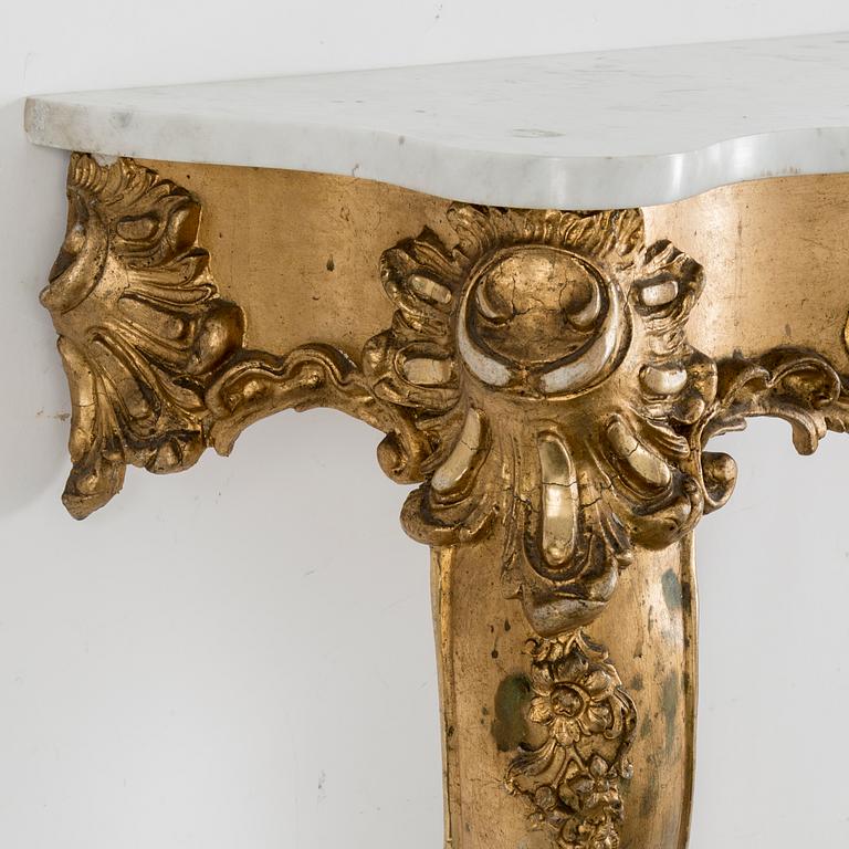A mirror and console table, second half 20th century.
