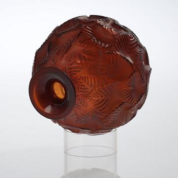 A René Lalique partly frosted amber glass 'Ormeaux' vase, France 1920's-30's.