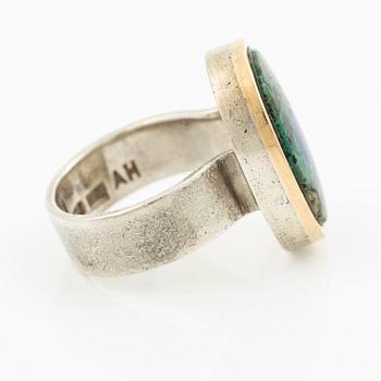 Anders Högberg, ring, sterlingsilver med grön/blå sten, Göteborg 1987.