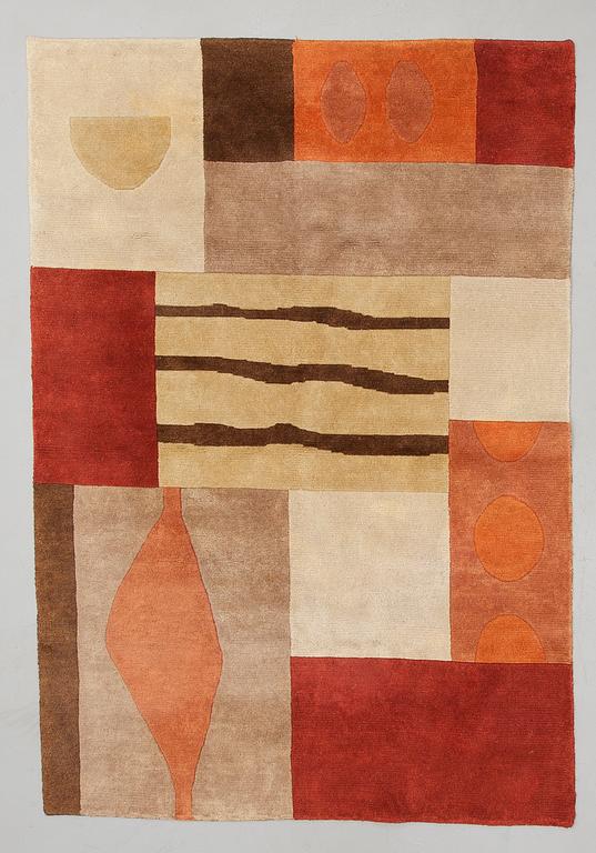 MATTO, käsinsolmittu, design Linda Sjunneson, Matt-tema. Noin 232 x 161 cm.