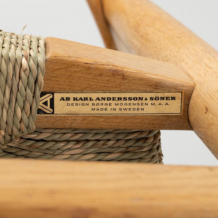 Børge Mogensen, six "Öresund" oak chairs, Karl Andersson & sons, 1970s.