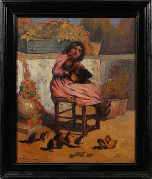 OKÄND KONSTNÄR, olja på duk, H Langer, 1900-talets första hälft.