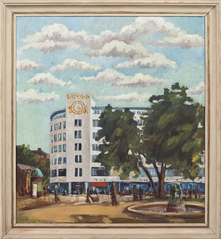 OKÄND KONSTNÄR, olja på pannå. Signerad Fridell och daterad 44.