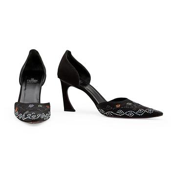 FENDI, a pair of black embellished pumps.