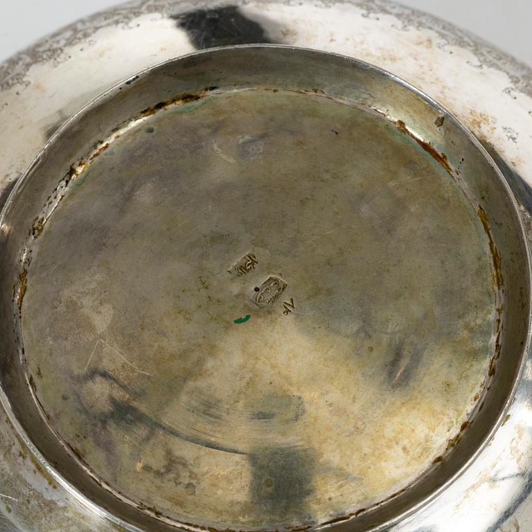A Persian silver bowl and a silver bucket, 20th century.
