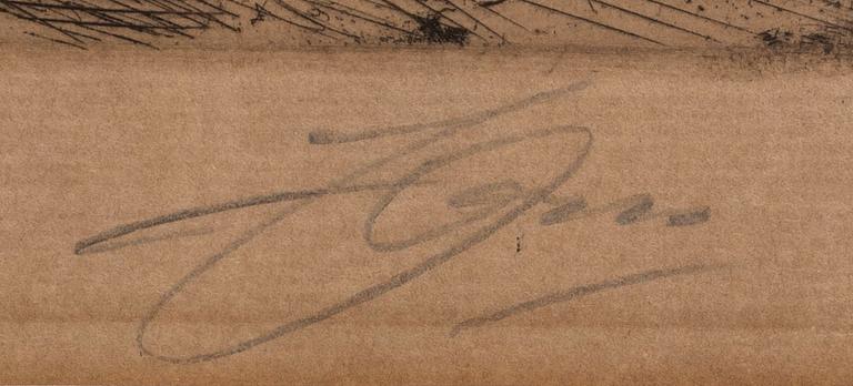 Anders Zorn, a signed etching from 1913.