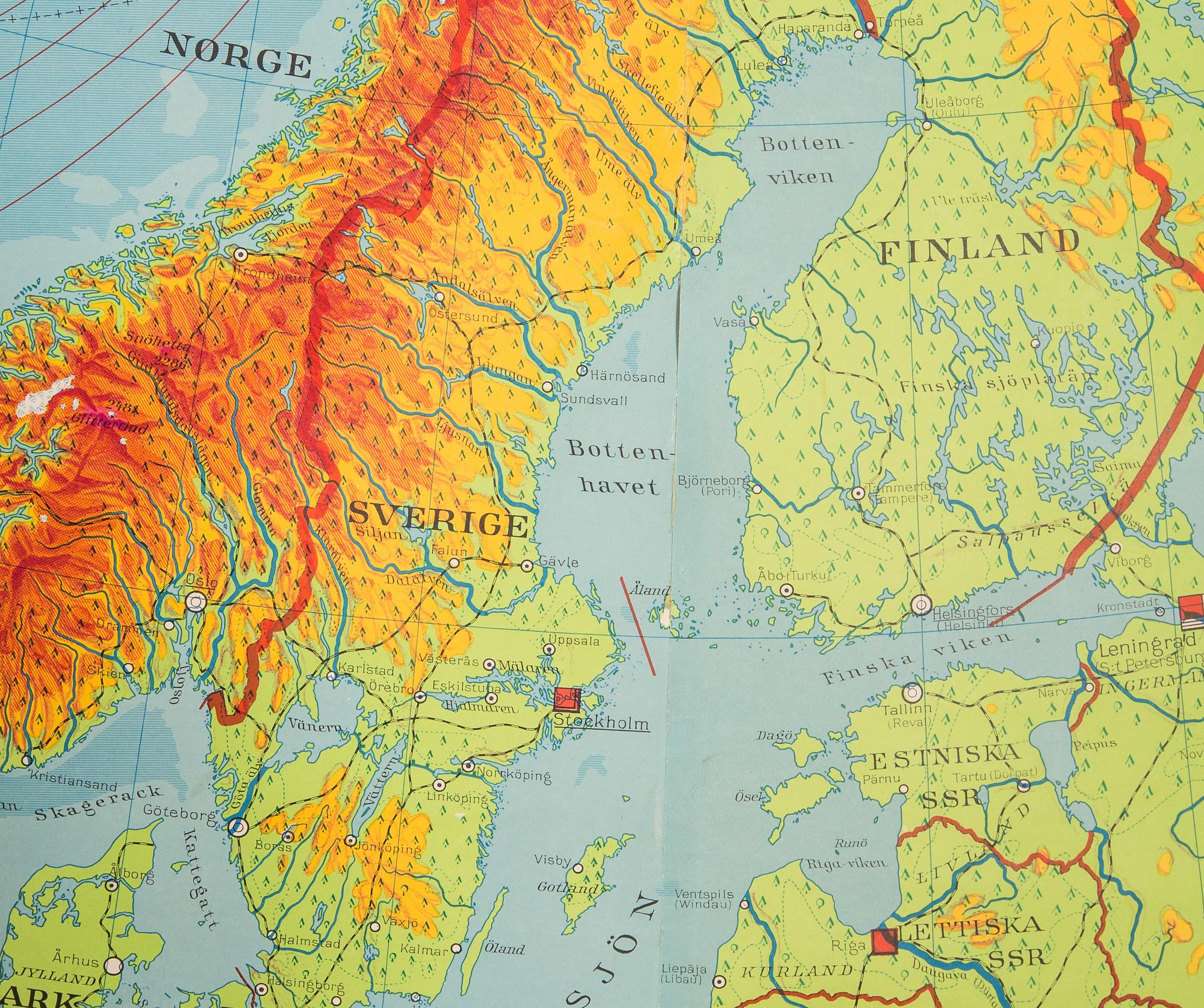 SKOLPLANSCH/KARTA, Europa, P-A. Nordstedt och Söner Förlag. 1962.