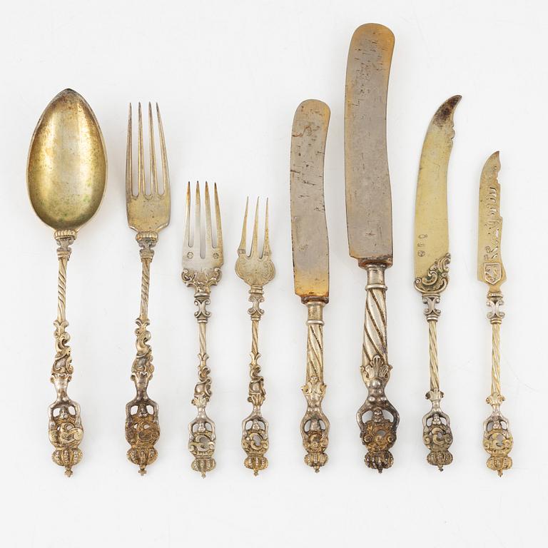 A 48-piece silver flat wear set, Hanau, Germany, late 10th century.