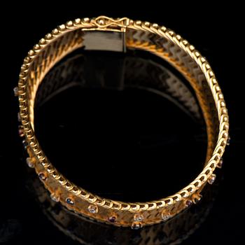 A BRACELET, diamonds, sapphires rubies, 18K gold.