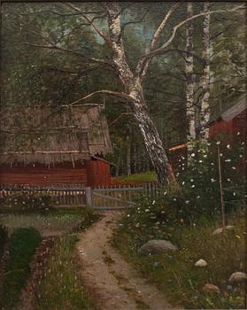OKÄND KONSTNÄR, olja på pannå, ej signerad. 1800-talets slut.