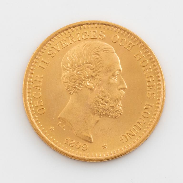 Oscar II, guldmynt, Sverige, 20 kronor, 1899.