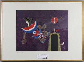 MAX WALTER SVANBERG, färglitografi med guldprägling, sign o dat -71.