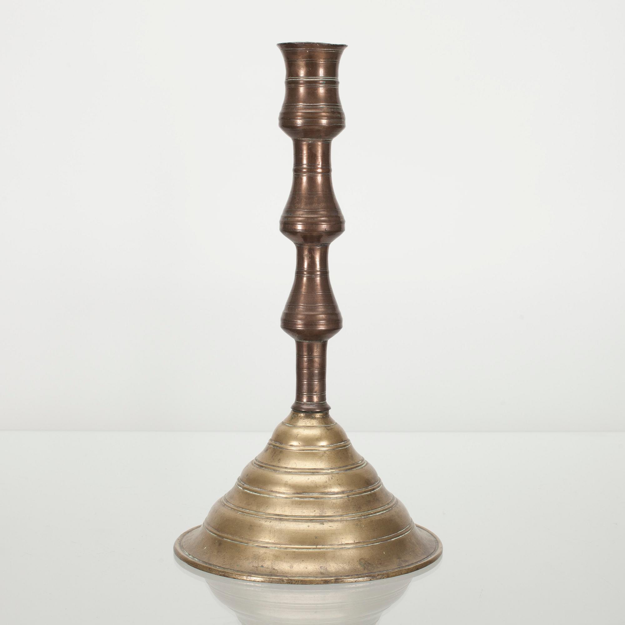 LJUSSTAKE, mässing samt koppar, Ottomansk 1700-tal.