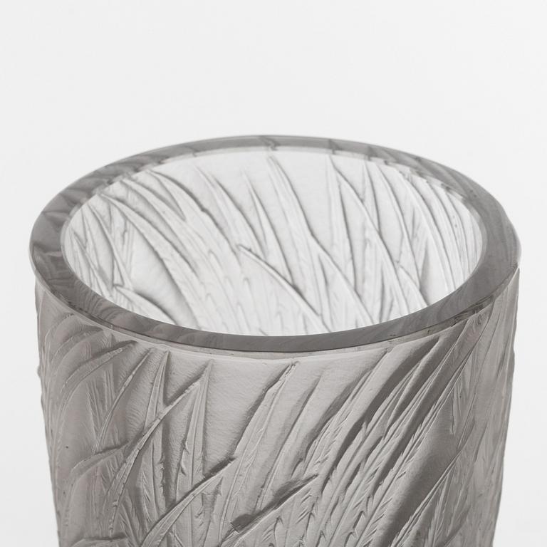 René Lalique, 'Coqs et Plumes', cast glass vase, France 1920-30s, post 1928.