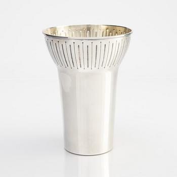 A silver vase, designed by Barbro Littmarck, W.A. Bolin, Stockholm 1958.