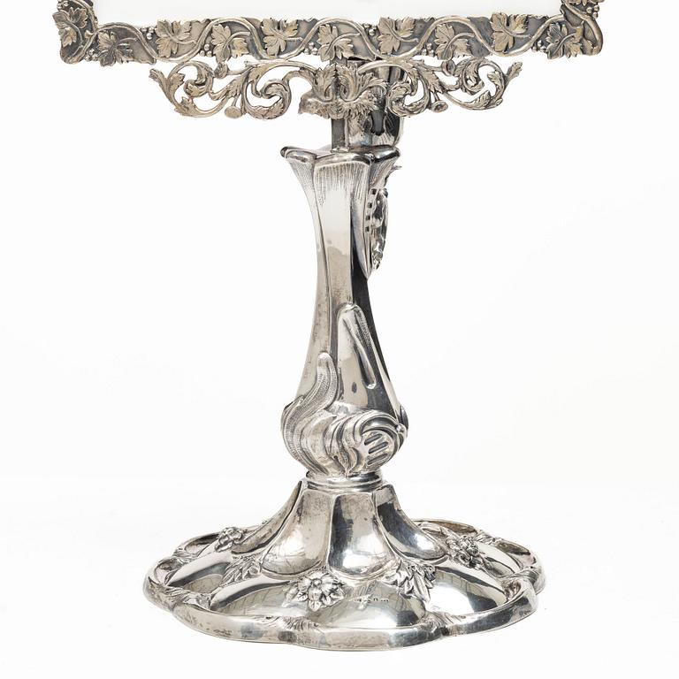 Christian Hammer, a silver liophane-screened reading-candlestick, Stockholm 1864.
