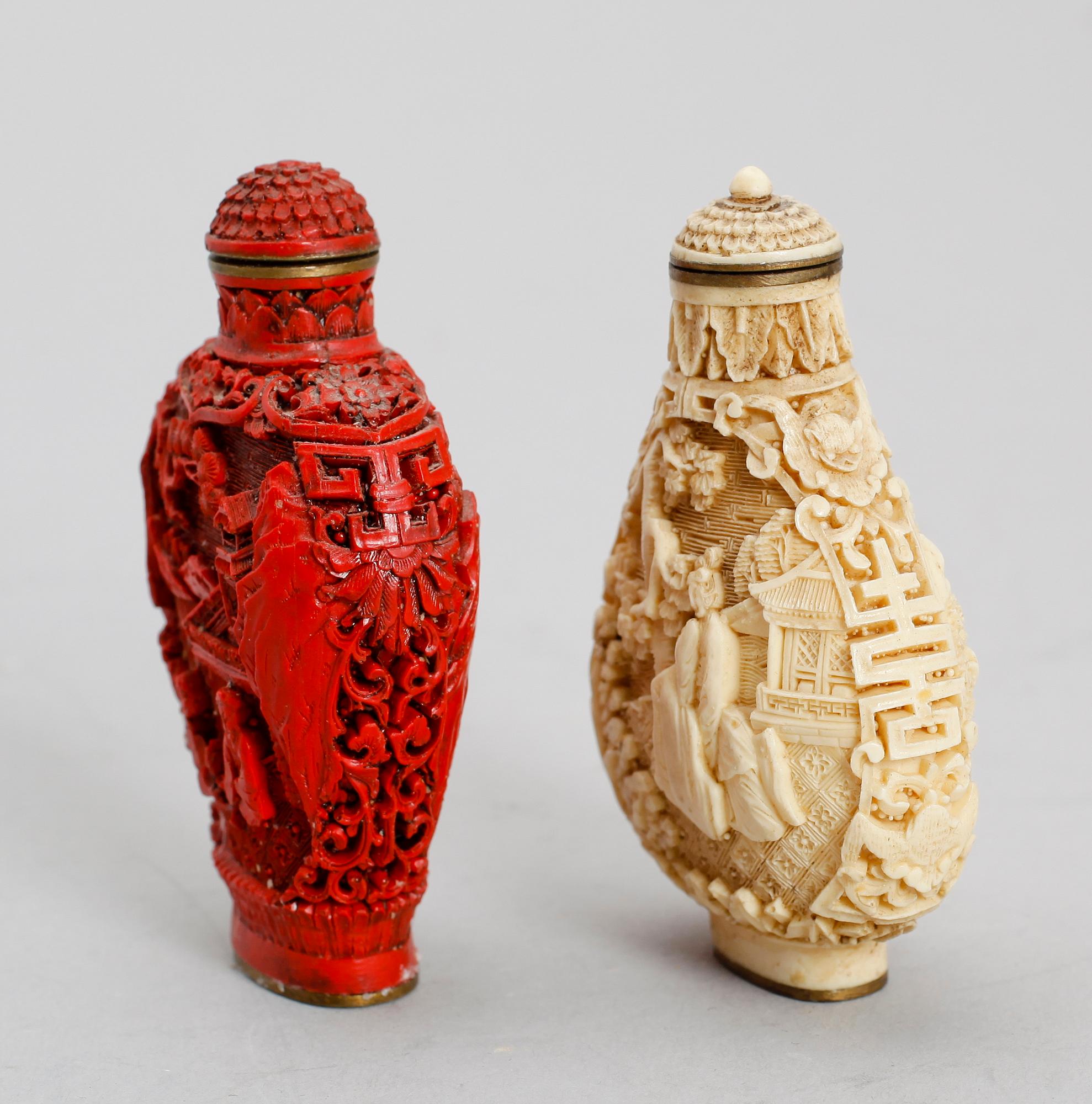 SNUSFLASKOR, lackarbeten, Kina, 1900-tal.