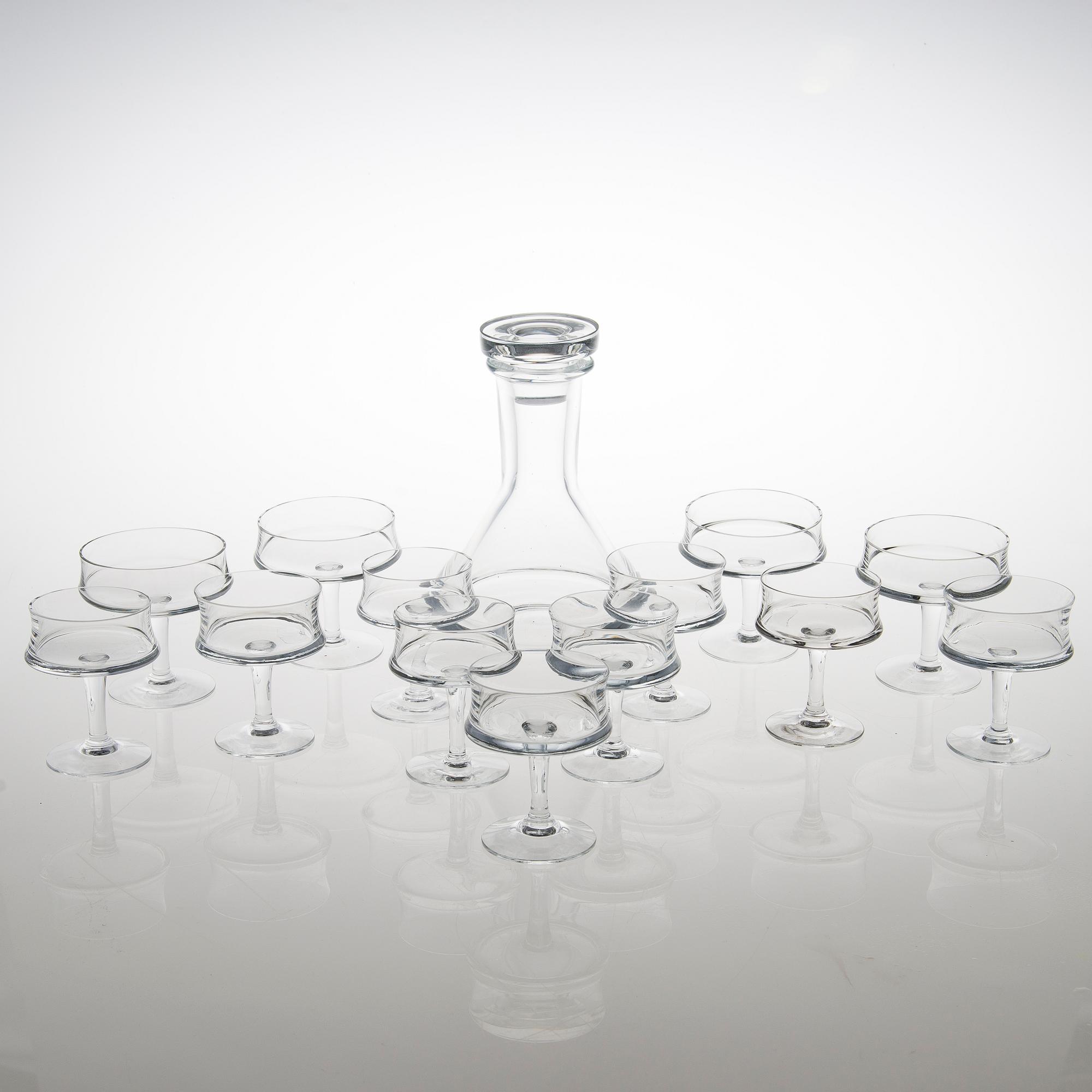 TAPIO WIRKKALA, 14-piece glaswear set, "Romantica", Iittala, the latter half of the 20th century.