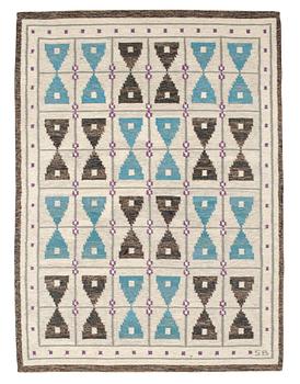 594. CARPET. "Timglas". Flat weave. 231 x 170,5 cm. Signed SB.