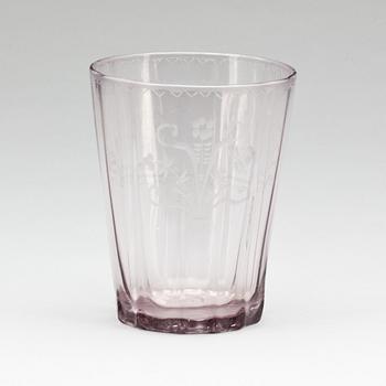 BÄGARE, glas. Troligen Sverige, 1700-tal.