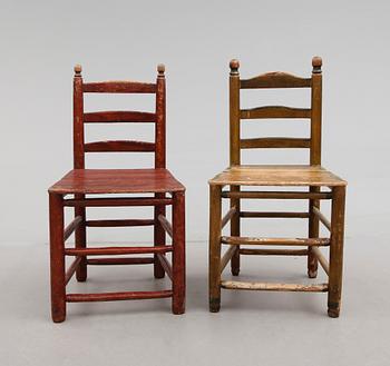 STOLAR, 10 st (6 + 4 snarlika), allmoge, 1700/1800-tal.