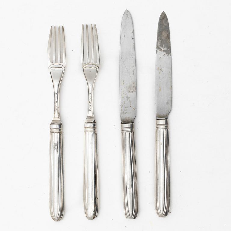Gustaviansk, Carl Gideon Renander, cutlery, 4 pcs, silver, late Gustavian, Stockholm 1791-1792.