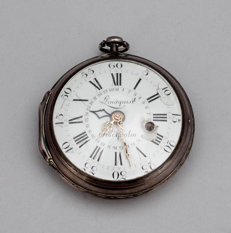 FICKUR, silverboett, Johan Lindquist, Stockholm, Gustaviansk, 1700-tal.