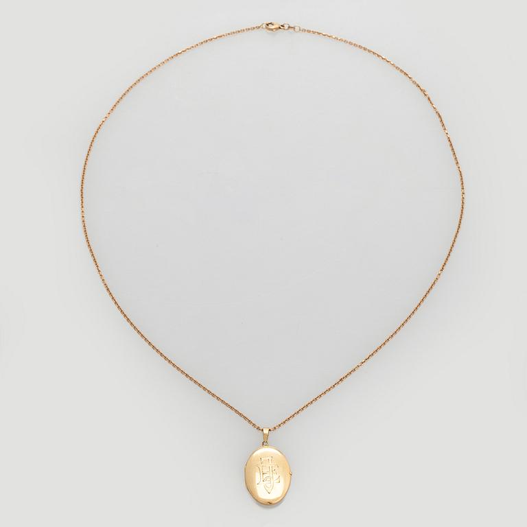 Medaljonki ja ketju, 18K kultaa.