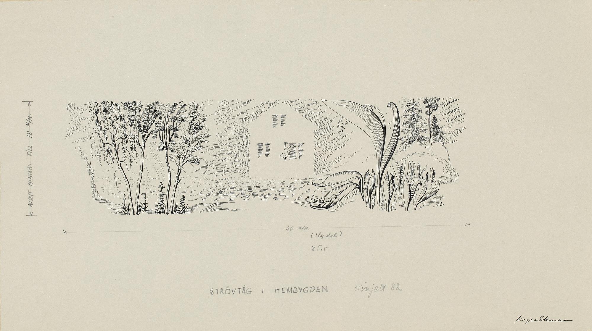 BIRGER EKMAN, 6 st, tuschteckningar, sign.