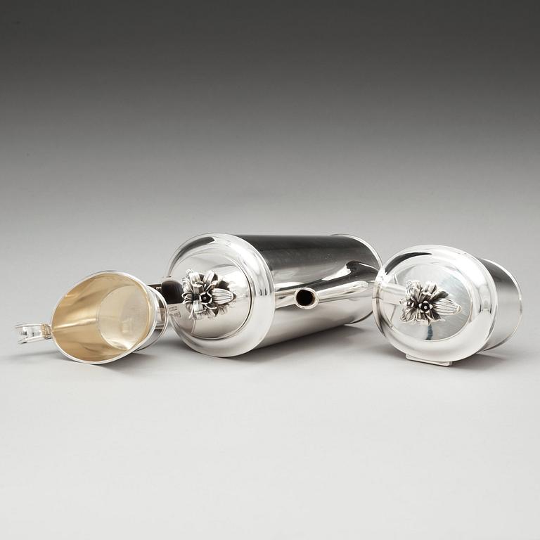 A W.A. Bolin three pcs coffee service, Stockholm 1950.