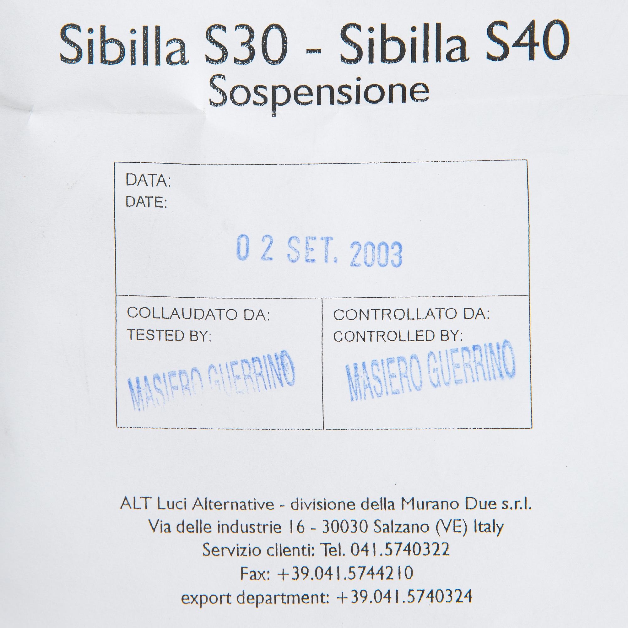 A "Sibilla" pendant light, ALT Luci Alternative, Murano, Italy 2000s.