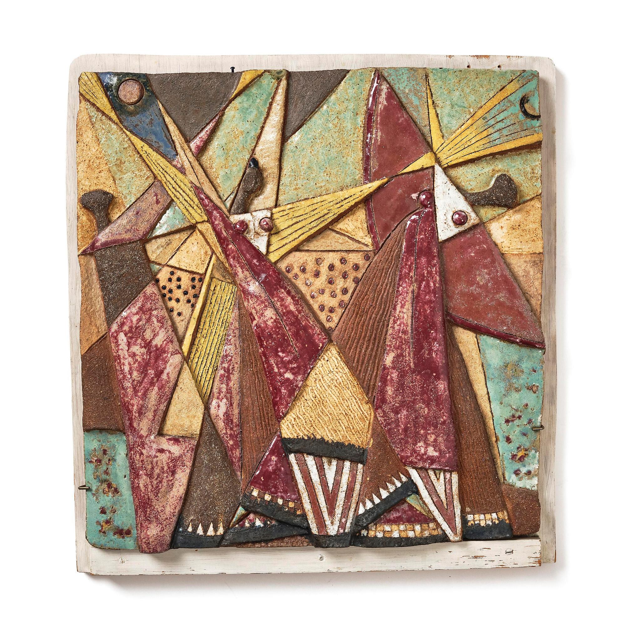 Tyra Lundgren, a stoneware wall sculpture, "Abstrakt", own studio, Bredkvie, Gotland.