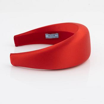 Prada, A red satin headband.