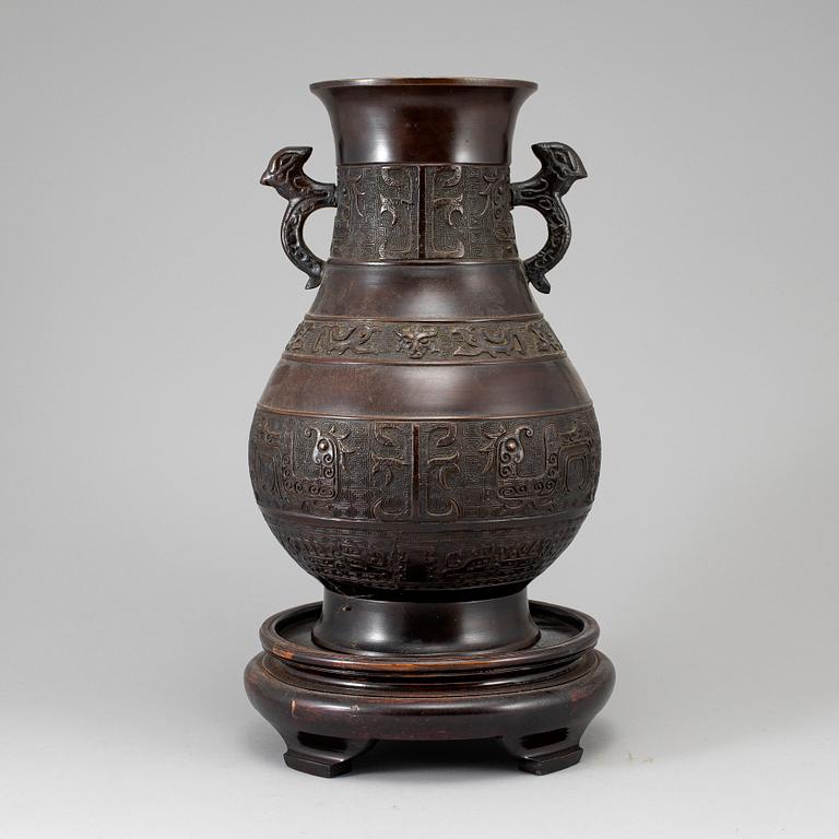 A bronze vase,  Japan, early 20th Century. After a Chinese archaic bronze model.