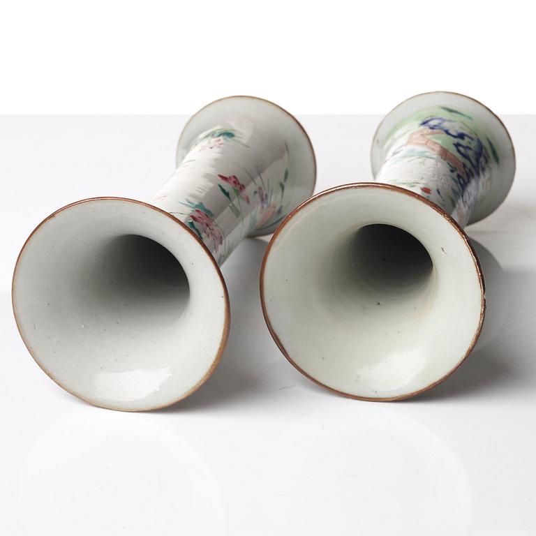 A pair of famille rose vases, Qing dynasty, Qianlong (1736-95).
