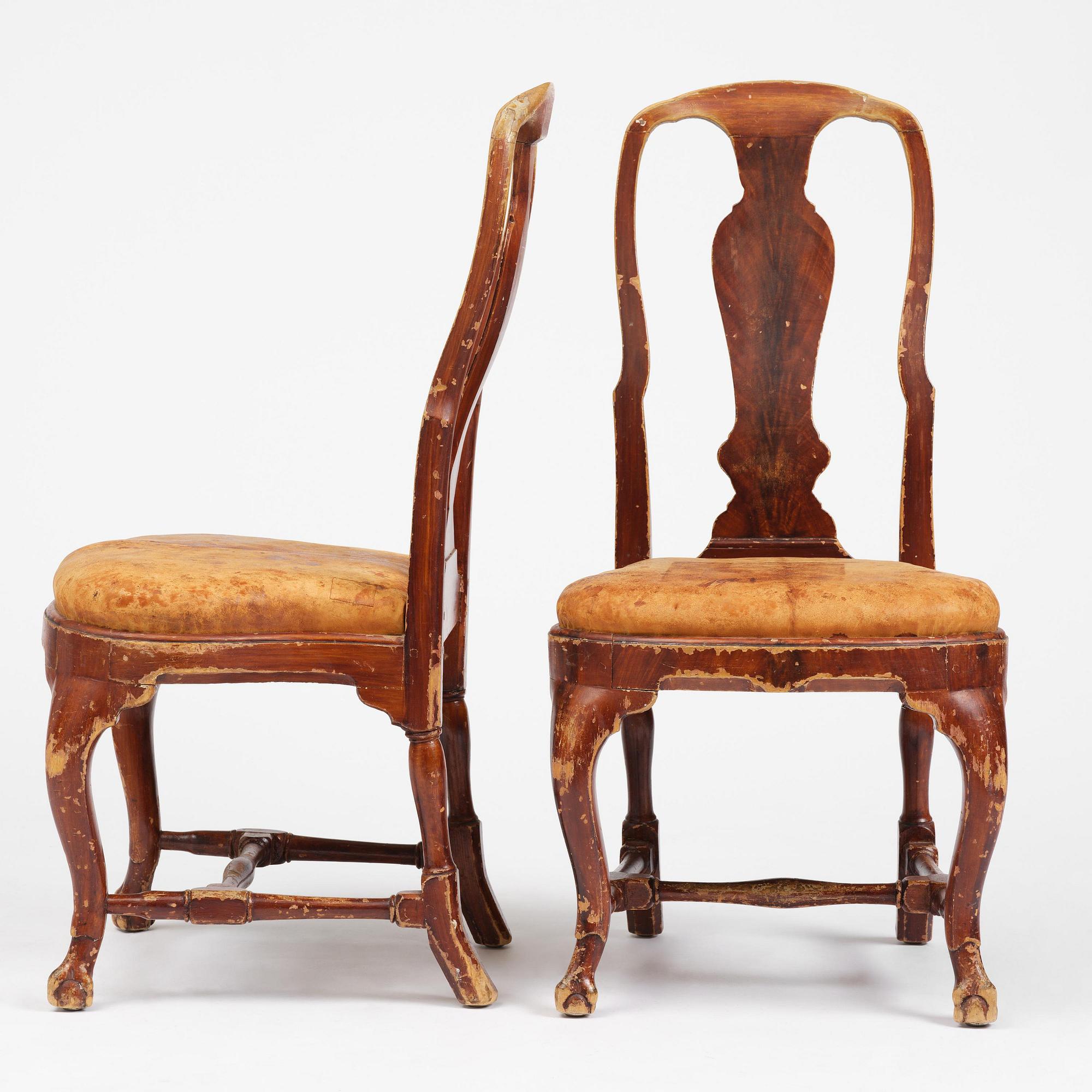 Stolar, tolv stycken, Stockholmsarbeten, 1700-talets mitt, Rokoko.