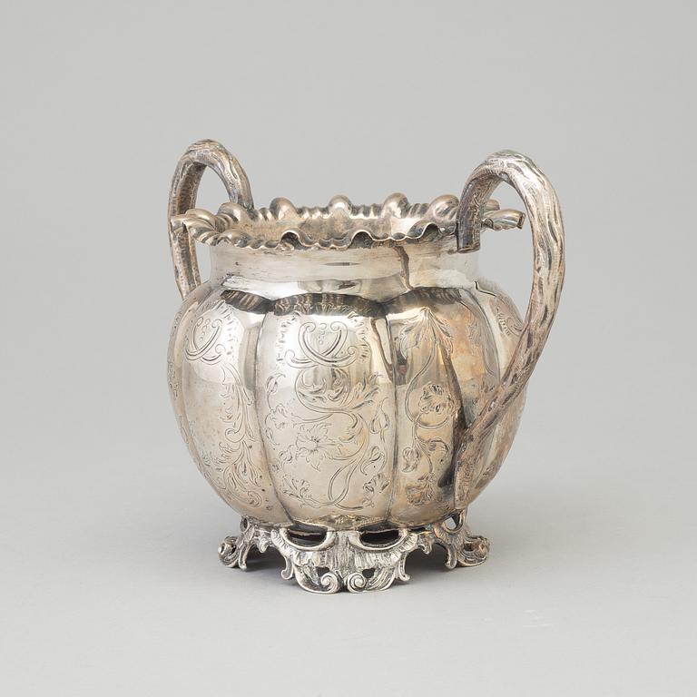 A silver sugar bowl, London, England, second half of the 19th century.