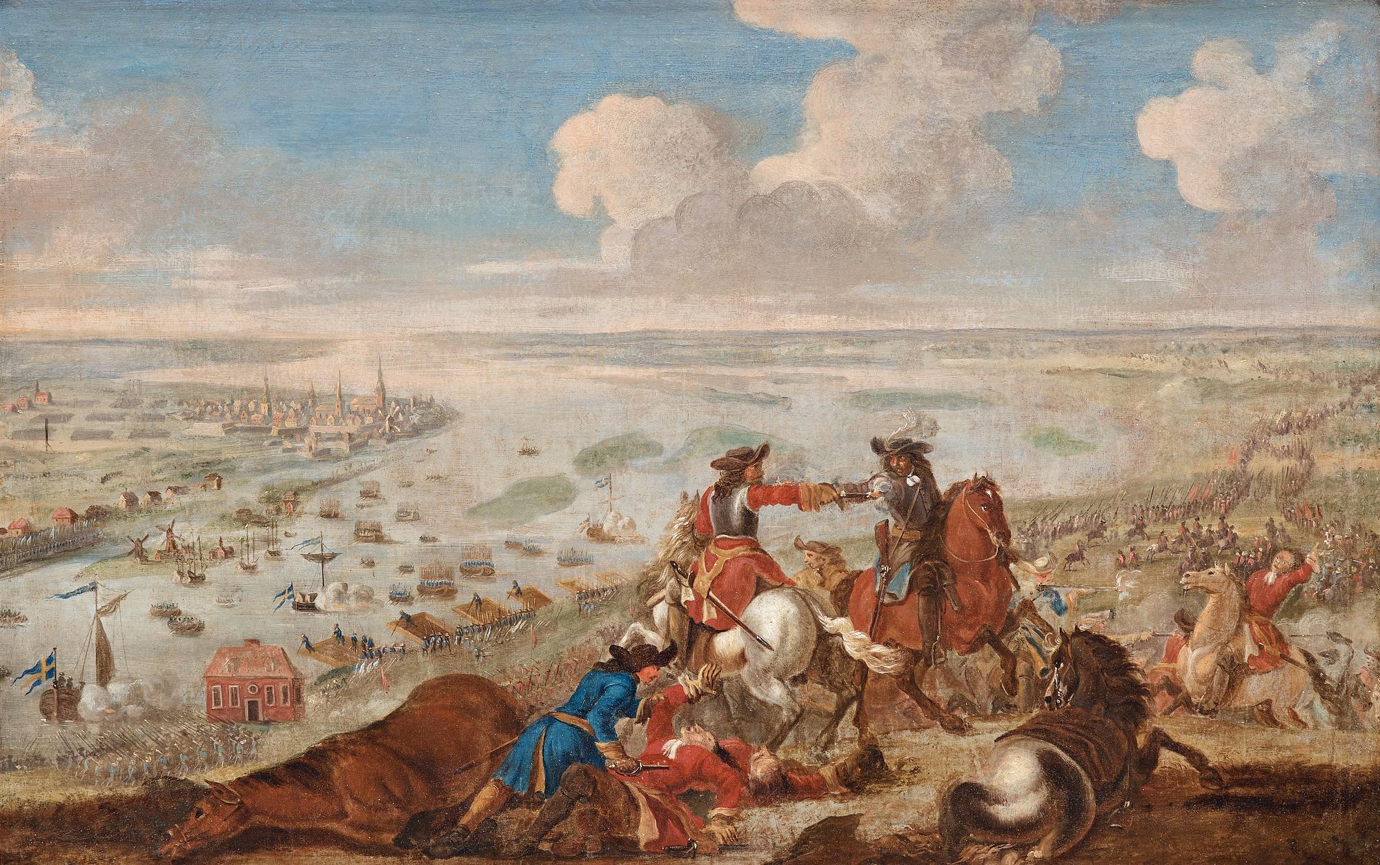 Johan Philip Lemke (Lembke) Attributed to, King Charles XII of Sweden crossing the Dûna in 1701.