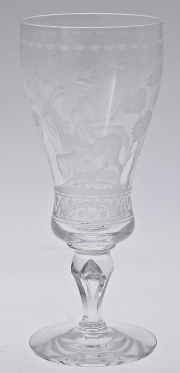 VINGLAS, ett par,"Dalecarlia", Vicke Lindstrand, Kosta, 1900-talets andra hälft.