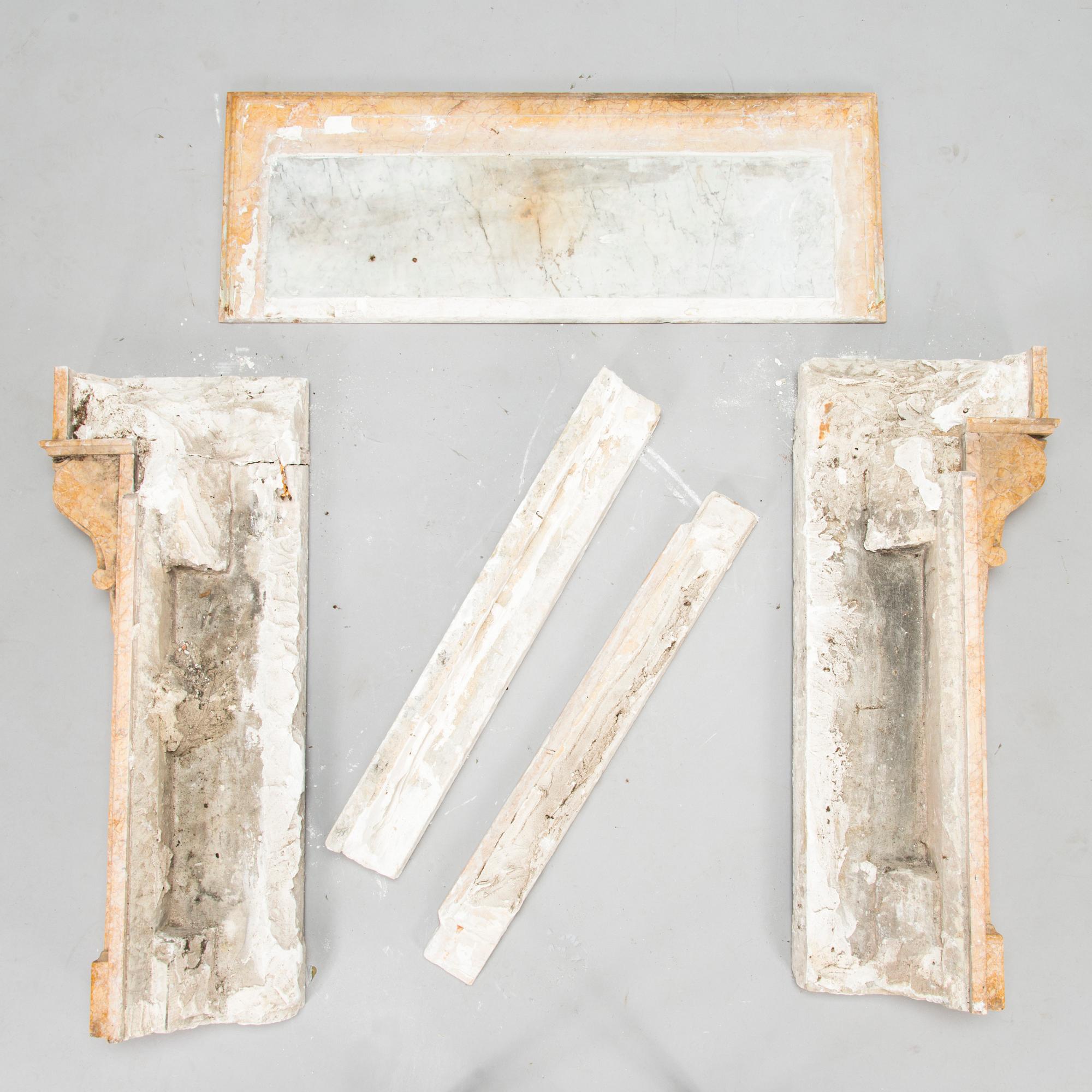 A French marble fireplace mantel, circa 1900.