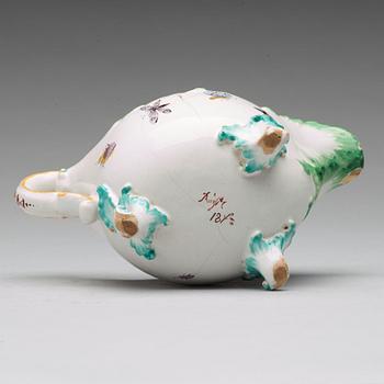 A Swedish faience Rörstrand sauce boat, 18th Century.