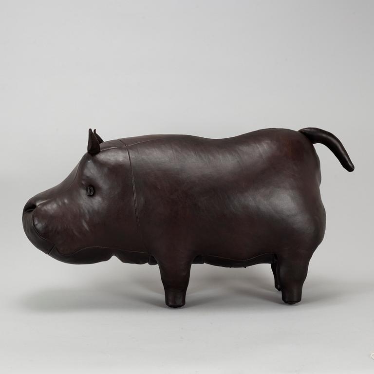 A leather footstool by Dimitri Omersa & Co.