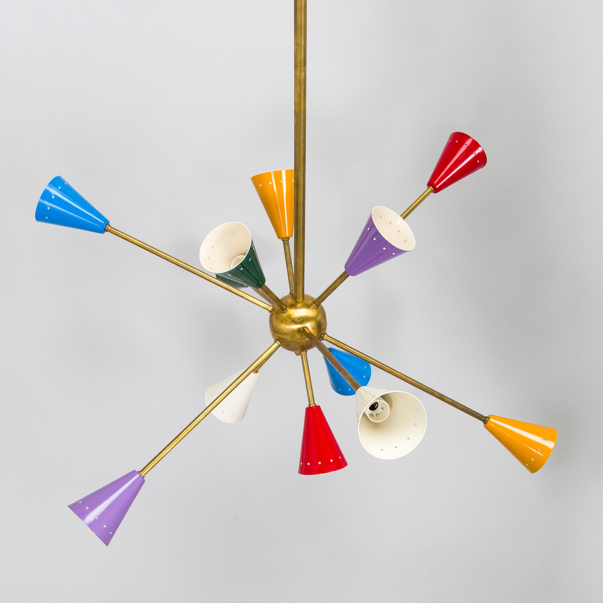 A contemporary sputnik model ceiling light, Luci, Italy.