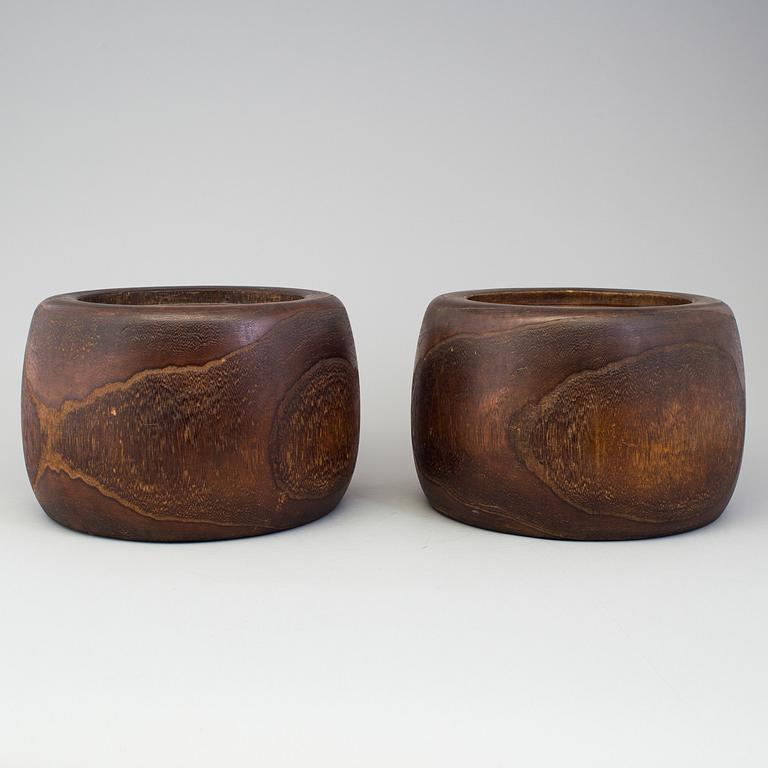 A pair of Japanese wooden flower pots, early 20th Century.