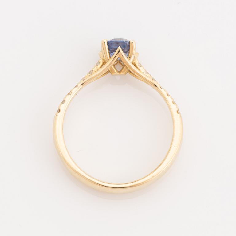 Sapphire and brilliant cut diamond ring.