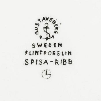 MATTALLRIKAR, 7 st, porslin "Spisa Ribb" Stig Lindberg, Gustavsberg.